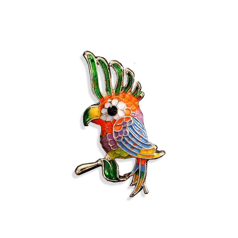 Fashion cute bird animal brooch parrot color enamel pin ladies jewelry clothing accessories new year gift