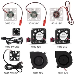 3010 4010 5015 Cooling Fan 12V 24V 5V Blower Fan Turbo Brushless Fan For V5 V6 Hotend Bowden Extruder J-Head 3D Printer Parts