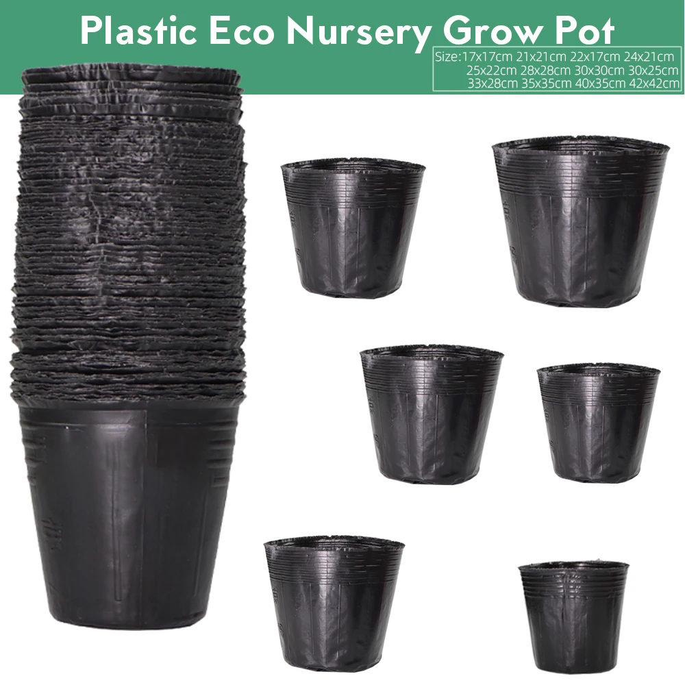 

12 Sizes One-Off Seedling Flower Pot Nursery Breathable Bowl Black Plastic Planting Cup Nutrition Grow Bag Garden Seedling Box