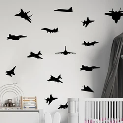 45Pcs Airplane Fighter Jets Wall Decal Playroom Boy Room Mili Tary Air Force Weapon Plane Biplane War Wall Sticker Bedroom