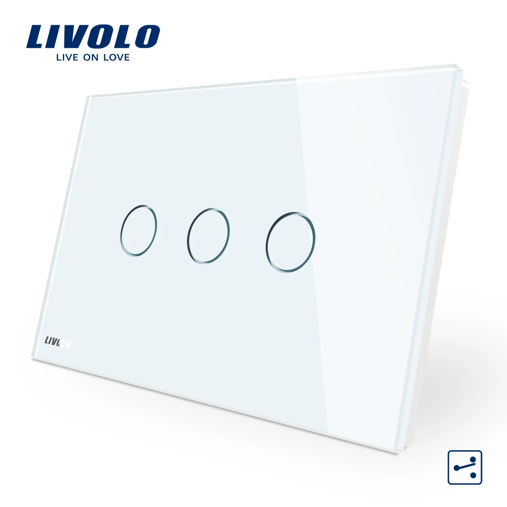 LIVOLO AU US C9 standard,Touch switch,cross switch,2-ways, Touch Screen Light Switch,White Crystal Glass Panel,different control