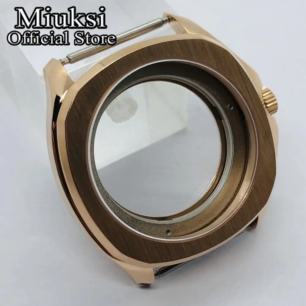 Miuksi 40mm rose gold watch case sapphire glass fit NH35 NH36 ETA2824 2836 Miyota8215 Mingzhu DG2813 3804 PT5000 movement