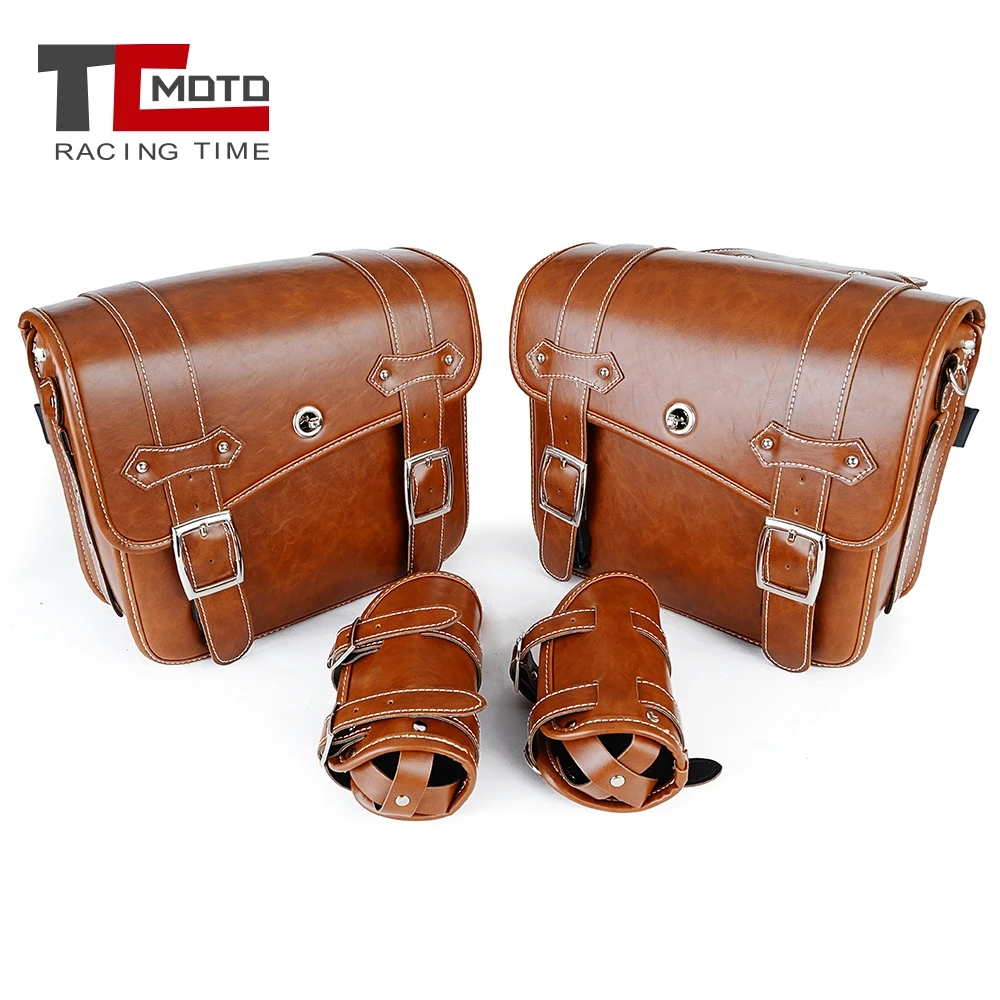 

New Motorcycle Synthetic Leather Saddle Bag Luggage Brown Side Tool Bag for Harley Sportster for Honda Suzuki Kawasaki Yamaha