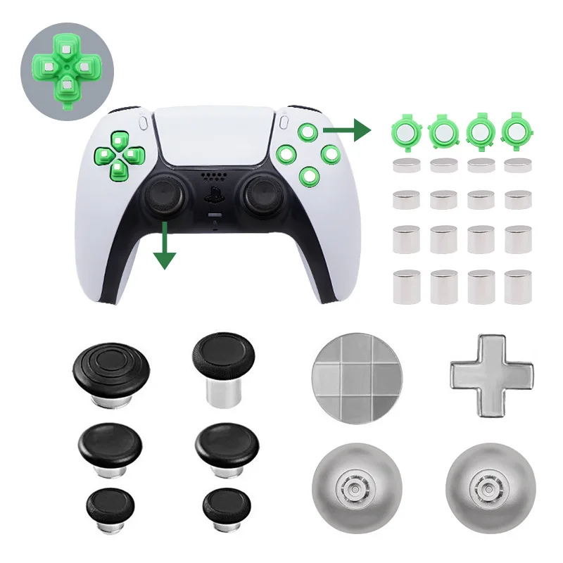 For Playstation 5 PS5 Controller 31 in 1 Magnetic Button Kit Thumbsticks Dpads, Aluminium Thumbstick Joystick Adjustable Height