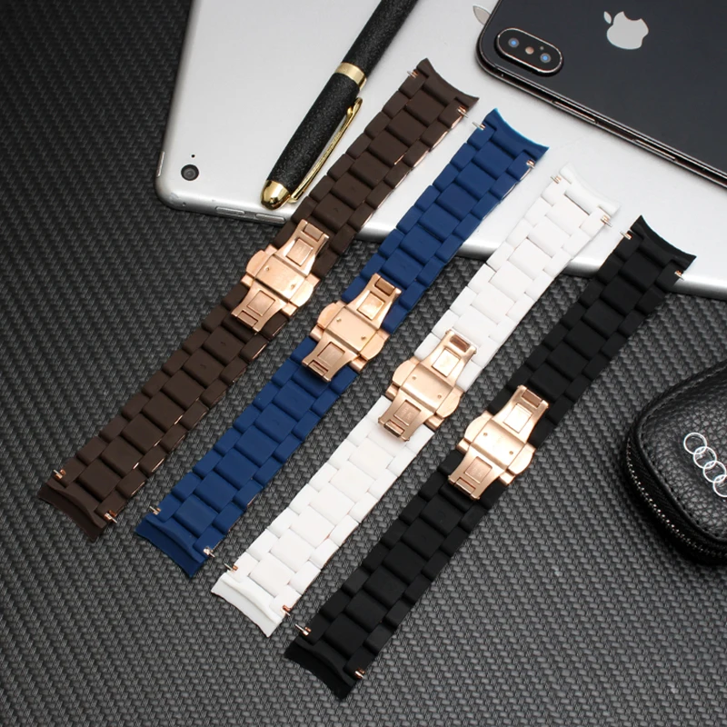 Silicone Rubber Watchband steel in Rubber for AR5890 AR5889 AR5858 AR5920 AR5868 AR8023 man 23mm woman 20mm watch band  bracelet