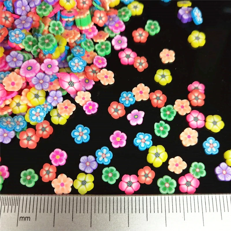 20g/lot Mix Flowers Polymer Clay Colorful for DIY Crafts Tiny Cute 5mm plastic klei Mud Particles Assorted Floret Plum Blossom