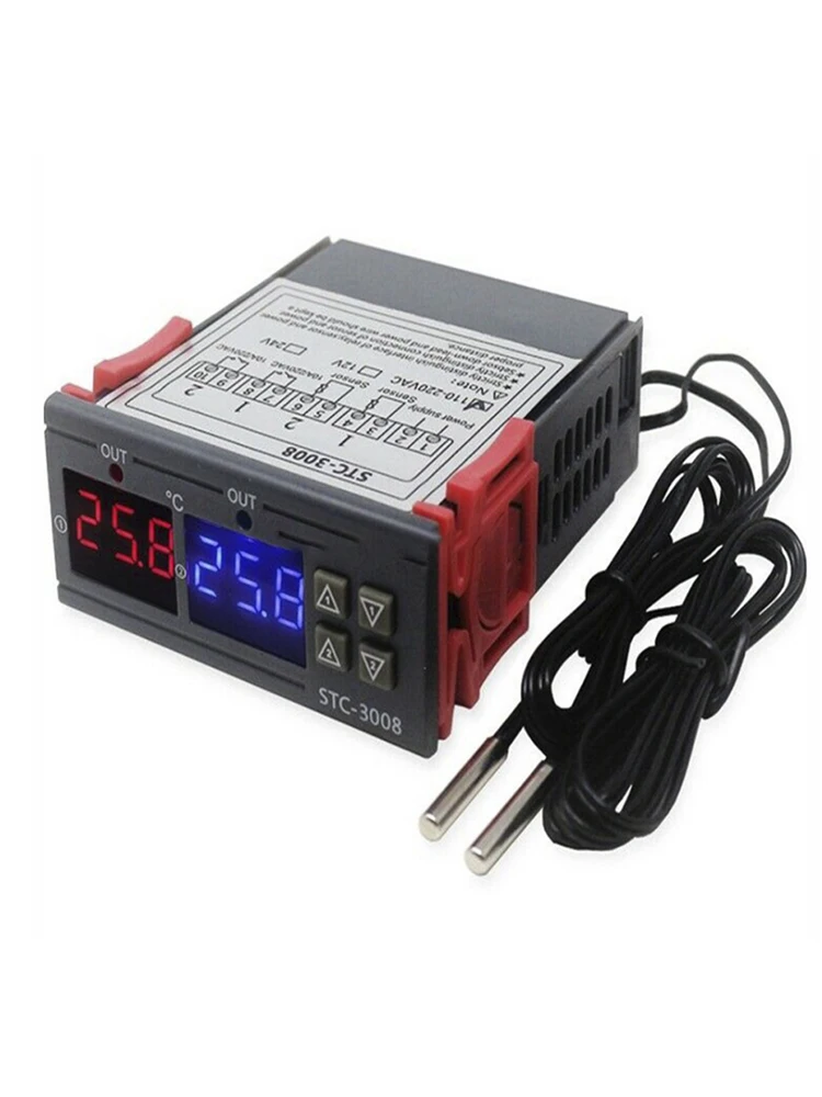 Temperature Controller STC-3008 High Precision 12V 24V 220V Digital Thermostat Thermometer Sensor Hygrometer