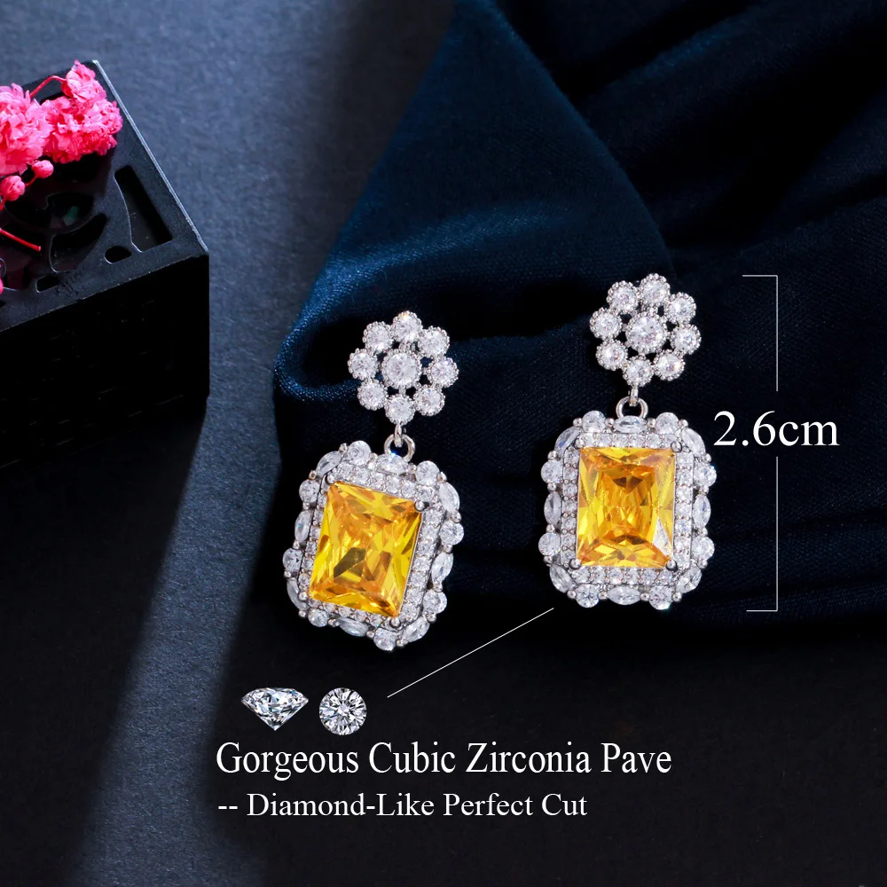 Imagen 6: CWWZircons-pendientes de circonita cúbica rosa para mujer, aretes de fiesta, joyería de compromiso chapada en plata, CZ 975