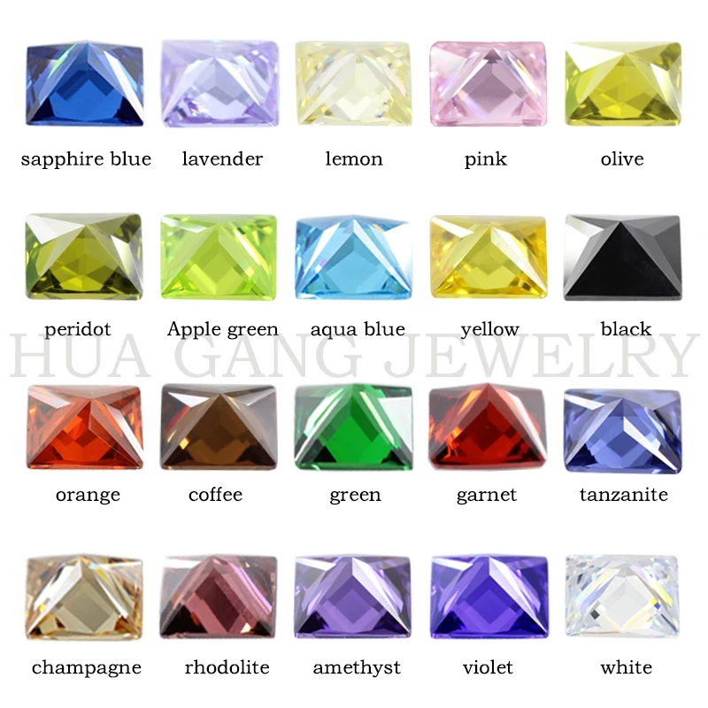 Cubic Zirconia Stone Multicolor Square Shape Princess Cut Loose CZ Stones Synthetic Gems Beads For Jewelry 2x2~14x14mm AAAAA