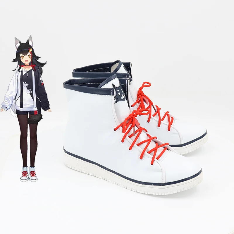 Anime Game Hololive Vtuber Ōokami Mio COS Performance Shoes