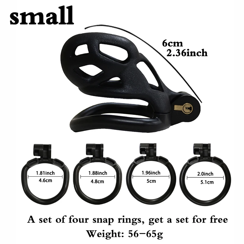 Moonuo Second generation Mini/Standard sizes Chastity Device Cock Cage with 4 Size Rings Erotic Urethral Brass Lock Sex Toys