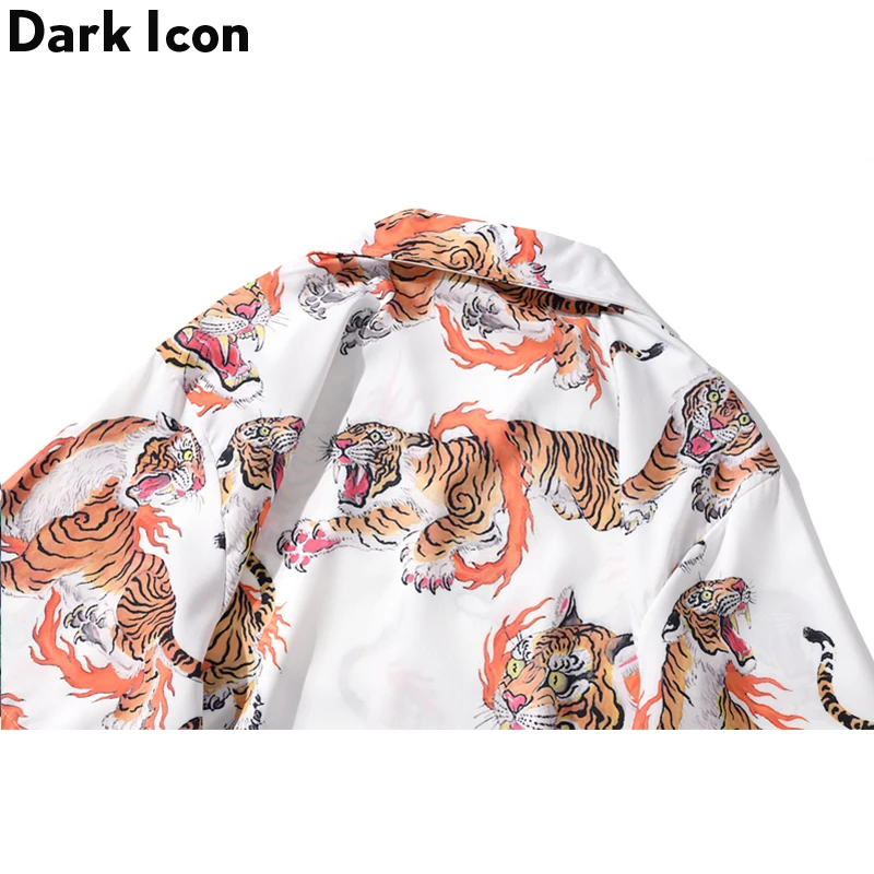 Dark Icon Tiger Full Print Hip Hop Shirt Men Women 2024 Summer Streetwear Men\'s Shirt Casual Shirts for Men