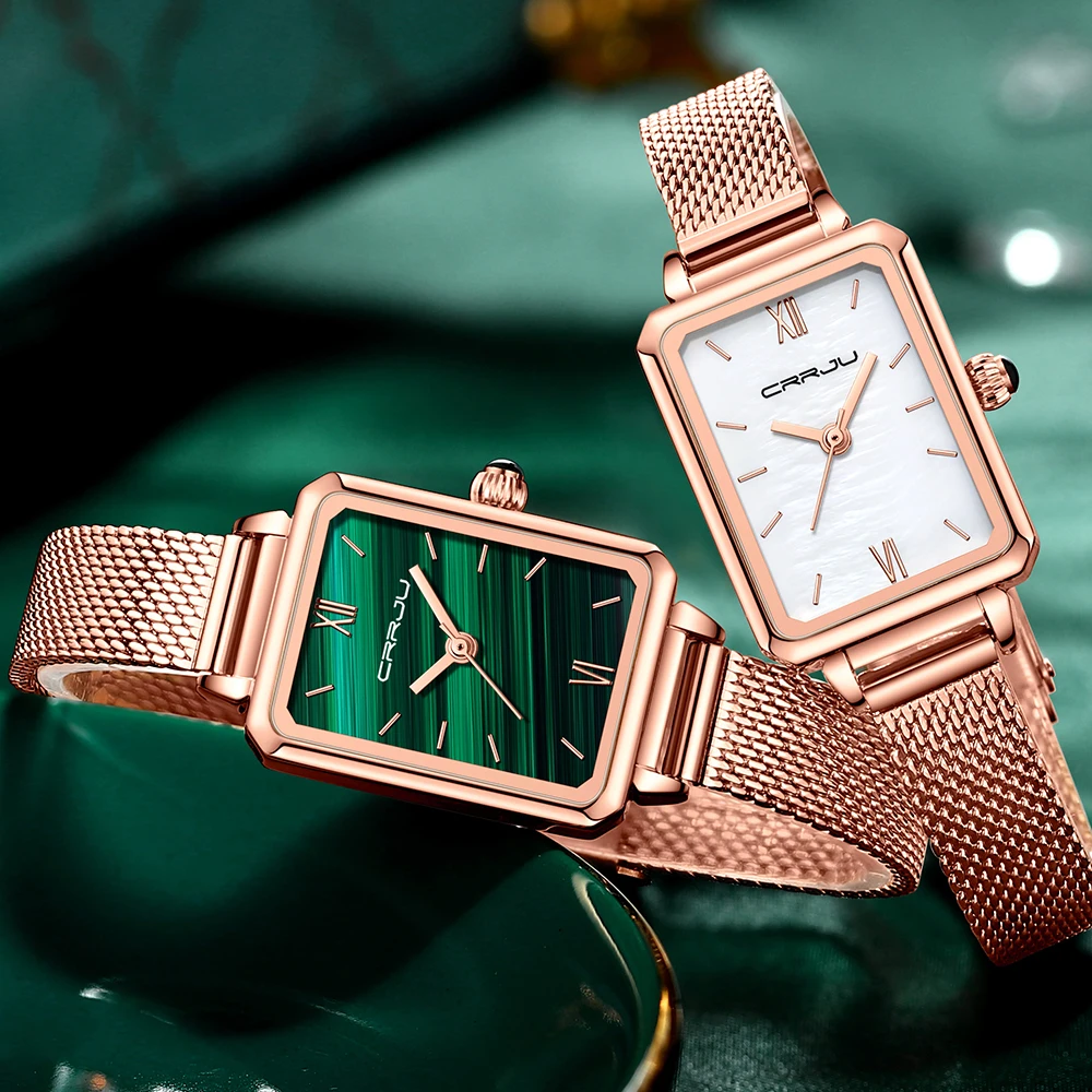 Montre-bracelet à quartz avec bracelet en acier inoxydable pour femme, montres étanches, cadran vert malachite, mode décontractée japonaise, A ++