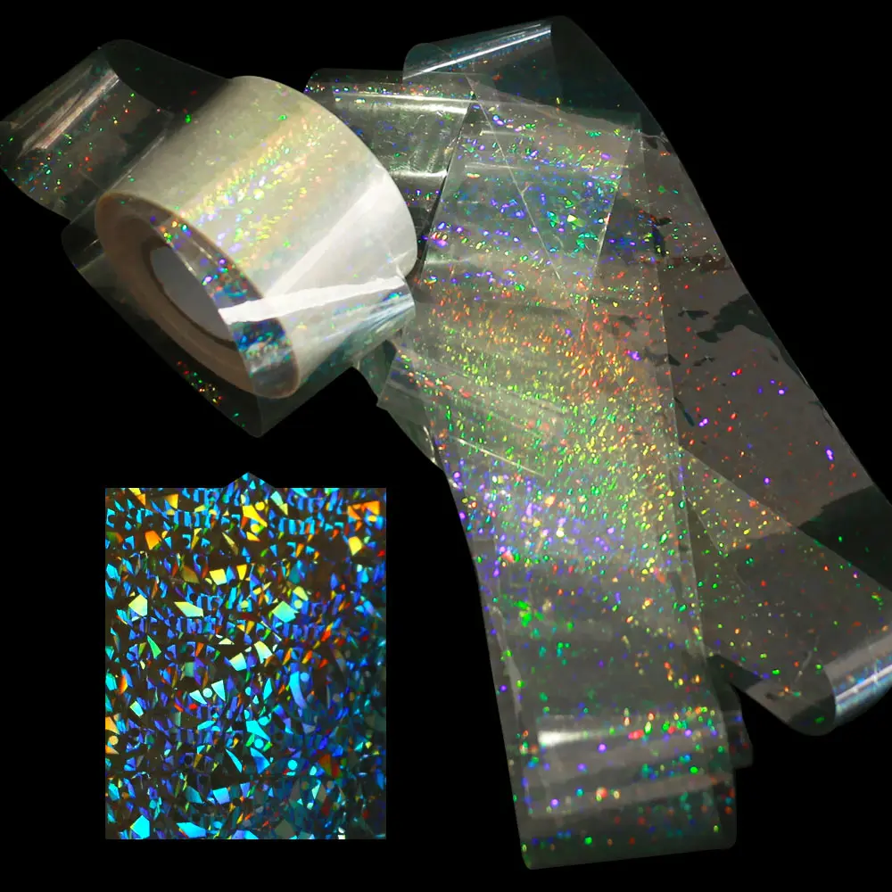 120m*4cm Broken Glass Sticker Foil Paper Nail Art Sticker Transfer Holographic Design DIY Nail Decals