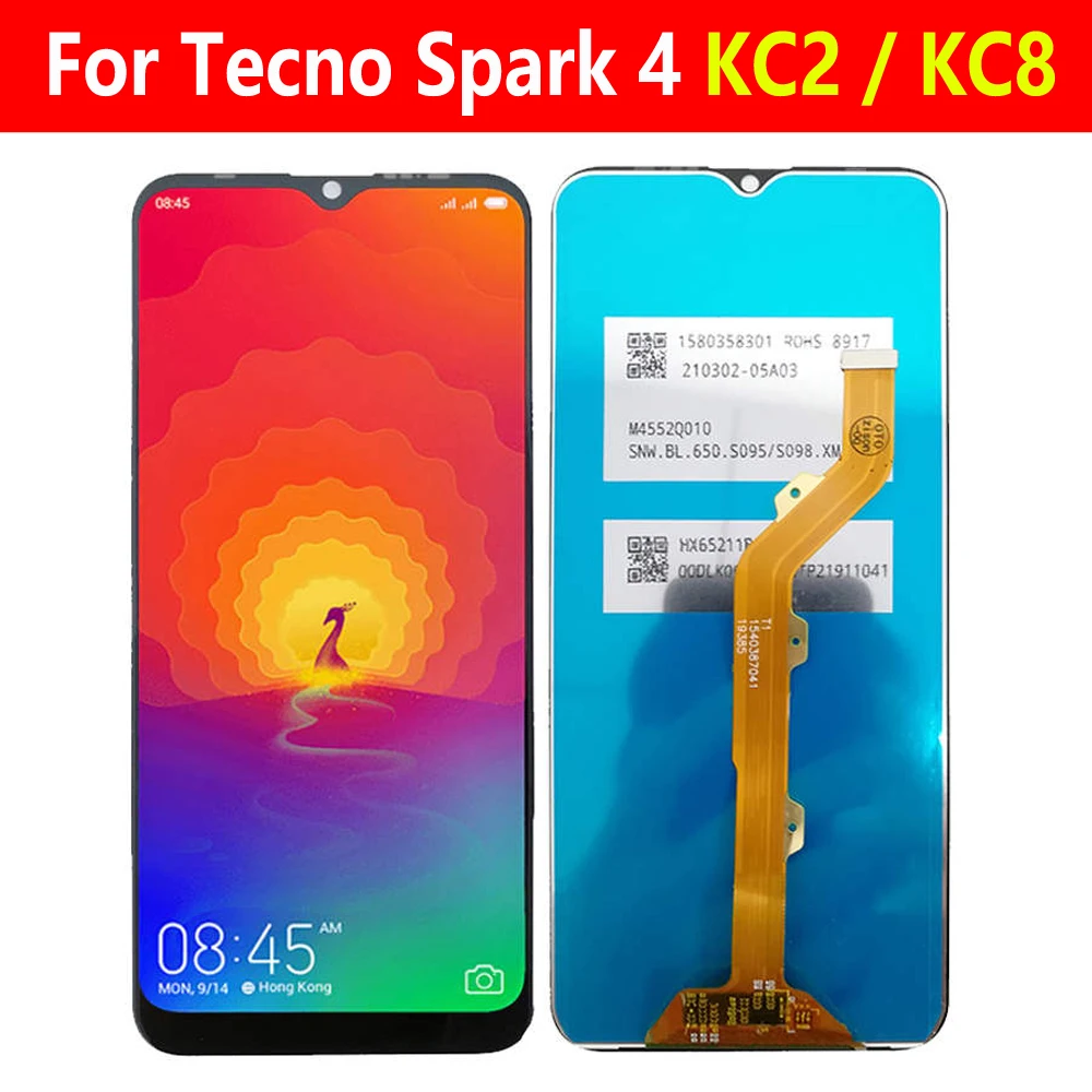 

For Tecno Spark 4 LCD KC2 KC8 LCD Display Screen Touch Digitizer Sensor Assembly For Tecno Spark4 Replacement Parts Tested 6.52"