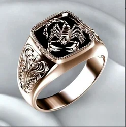 Trendy 3 Colors Realistic Scorpion Pattern Muslim Men Ring Retro Gothic Punk Style for Party Male Fashion Jewelry