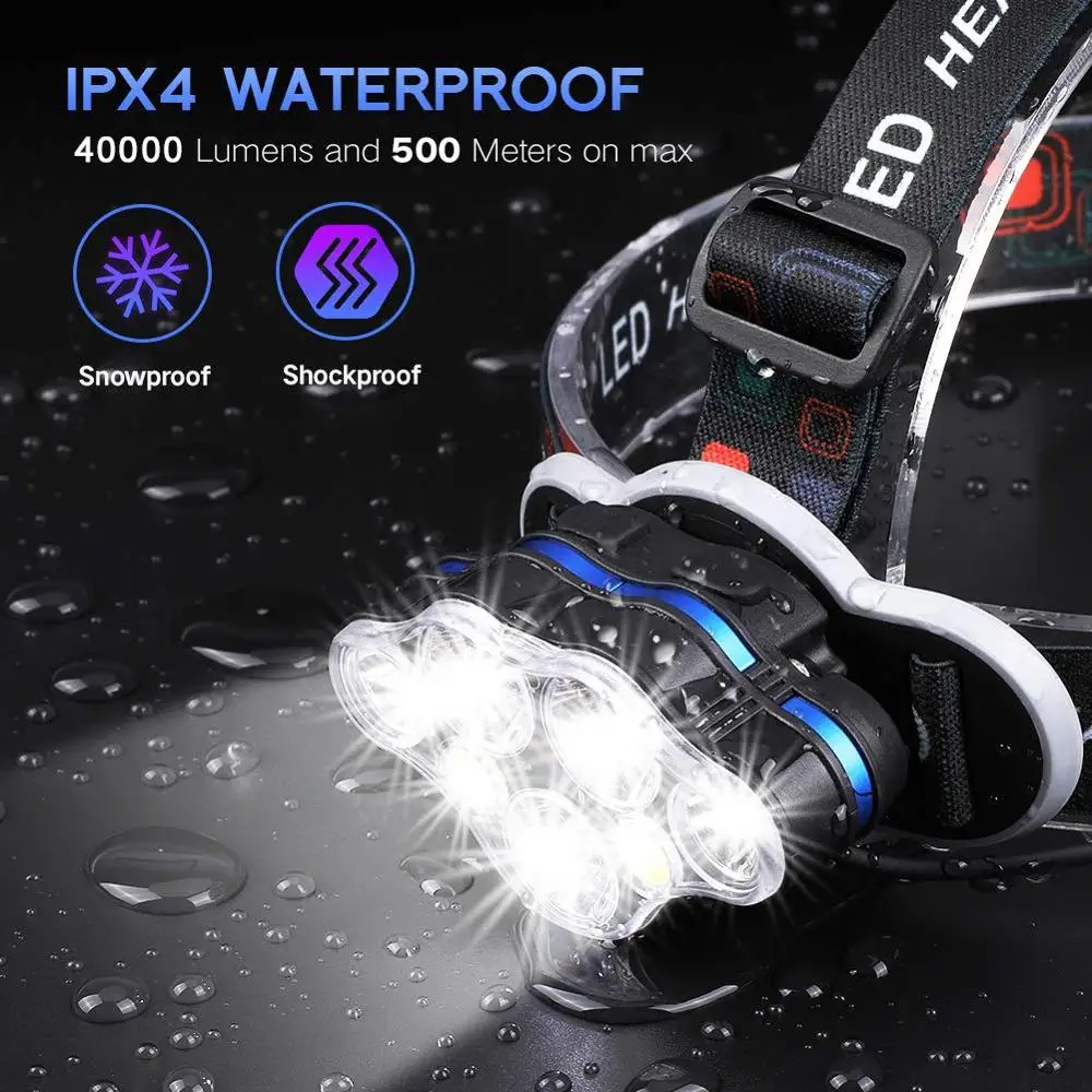 Most Powerful led headlamp USB Rechargeable Head Lamp 7 LED Headlight Head flashlight Waterproof Flashlight head torch Lanter