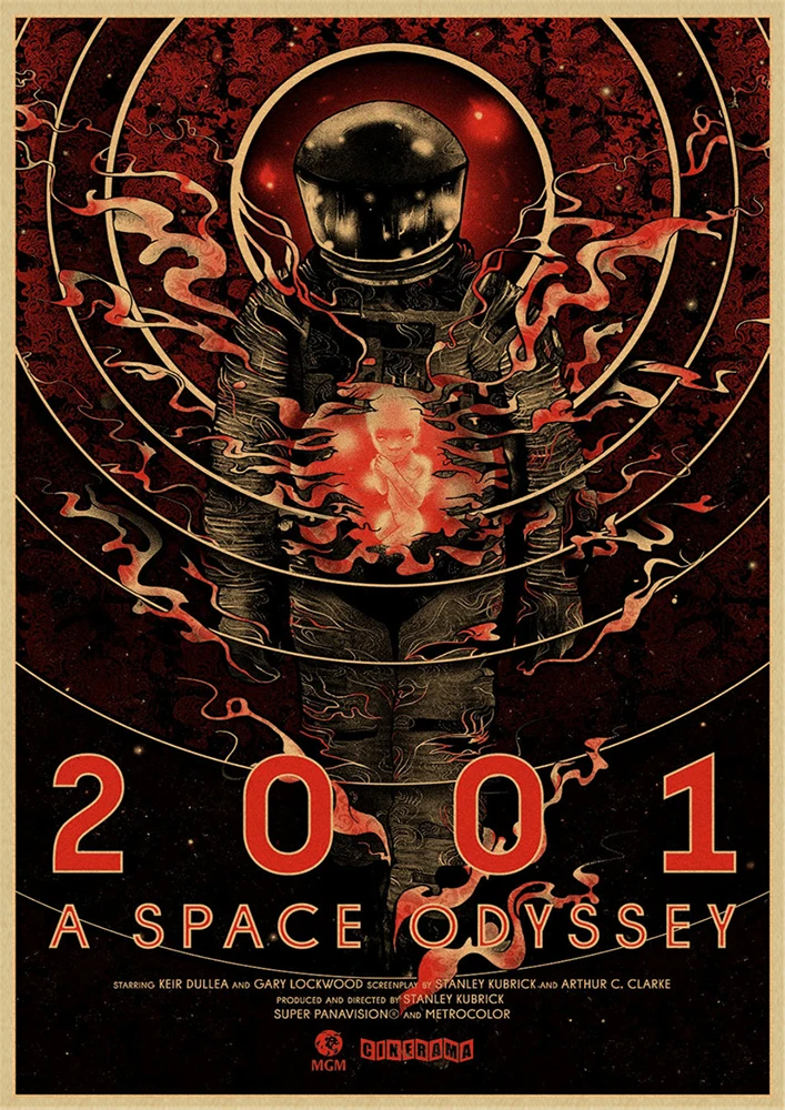 2001 우주 오디세이 poster2001 크래프트 종이 포스터 레트로 벽 예술 공예 스티커 거실 페인트 바 카페 무료 배송