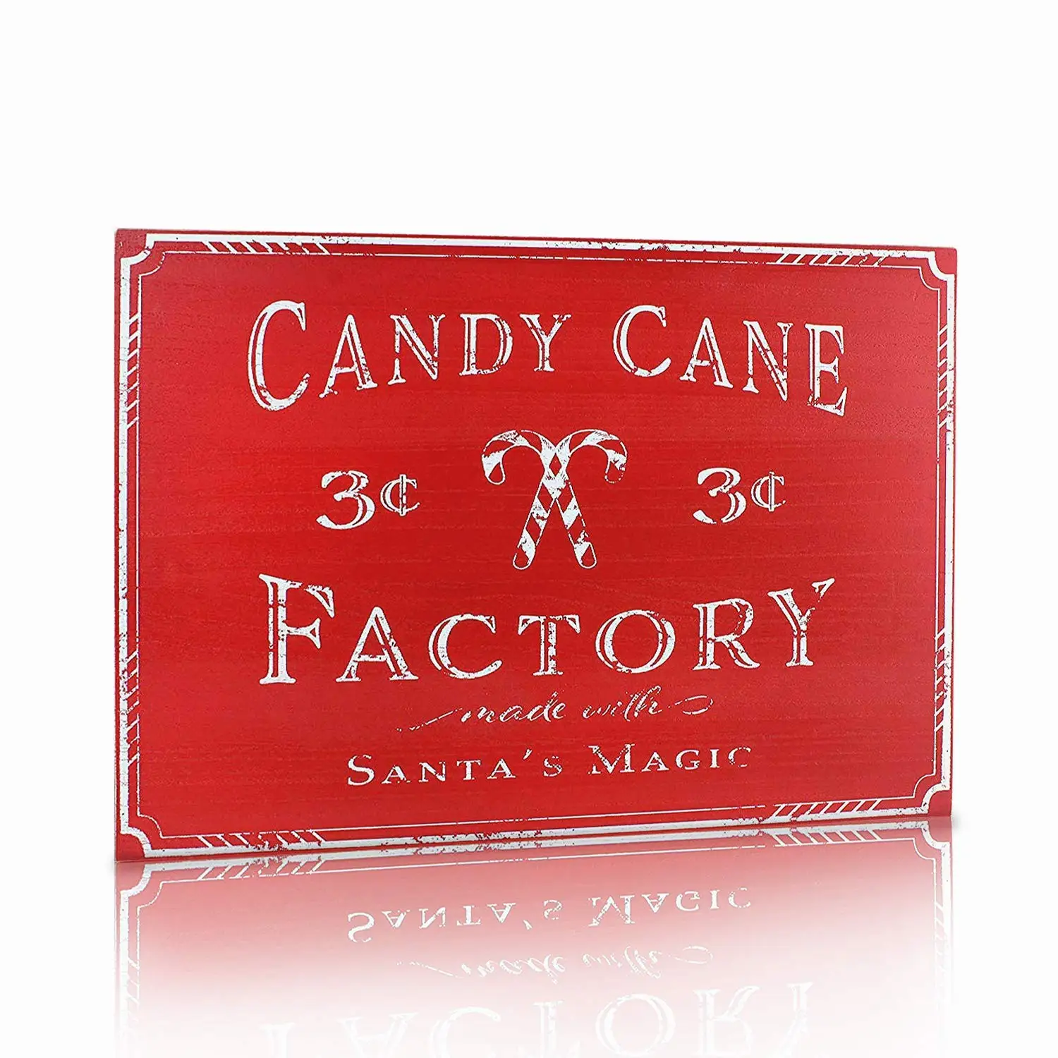 Candy Cane 3cent Factory Made with Santa's Magic Christmas  Decor Retro 8x12Inch