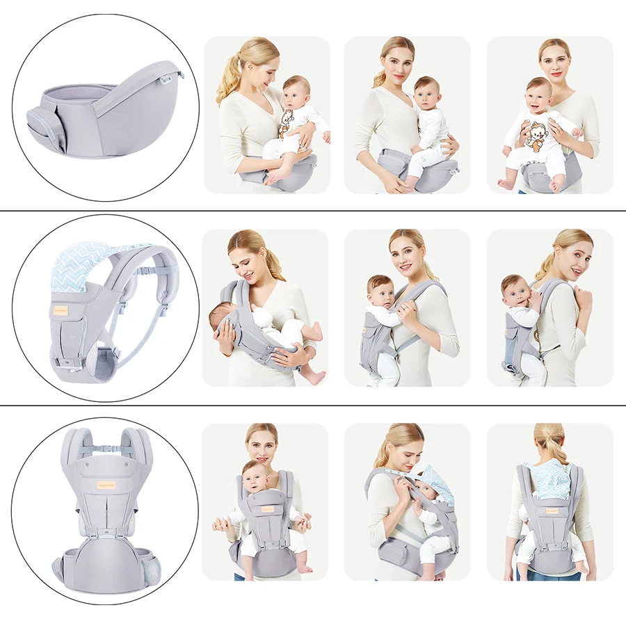 Baby carrier canguru, ergonômico, respirável, com alça, virado para a frente do bebê, recém-nascido, viagem de 0-48 meses, bolsa para bebê