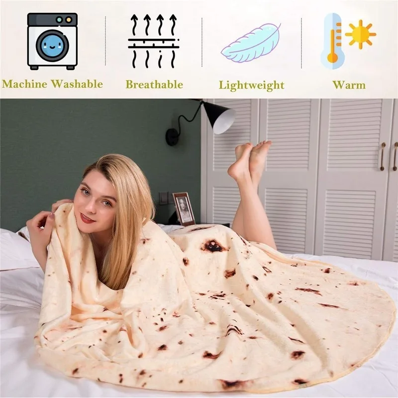 Mexican Tortilla Blanket Food Flour Tortilla Adult Soft Giant Corn-Style Blanket