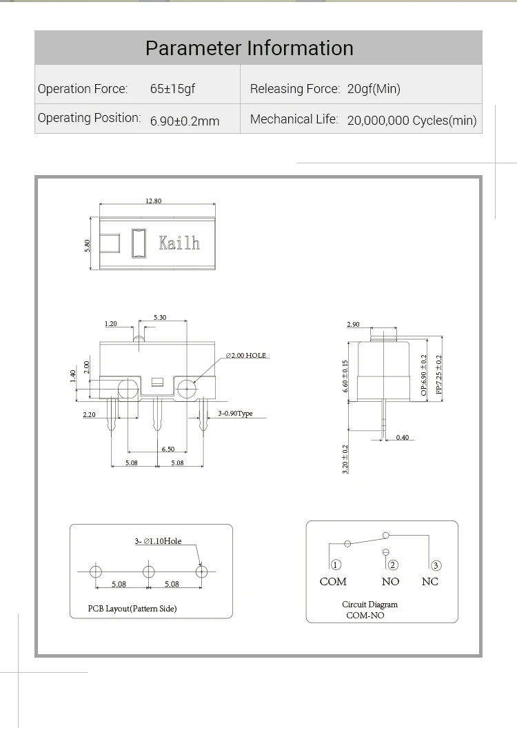 2 uds Kailh GM2.0 GM4.0 GM8.0 Micro interruptor 20/60/80 millones de vida Micro interruptor para juegos 3 pines utilizado en ratones de ordenador botón izquierdo derecho