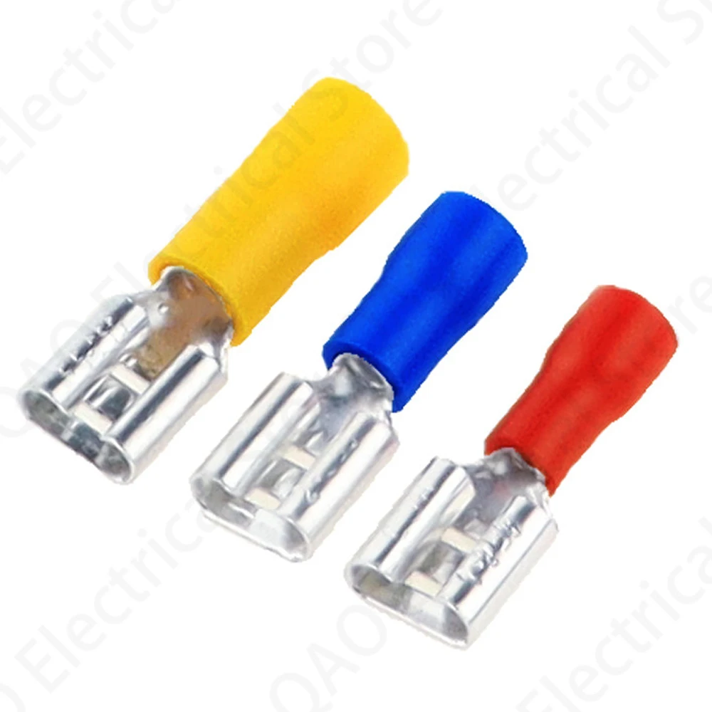 50Pcs 2.8mm 4.8mm 6.3mm Insulated Seal Spade Wire Connector Female Crimping Terminals Electrical Crimp Terminal Set