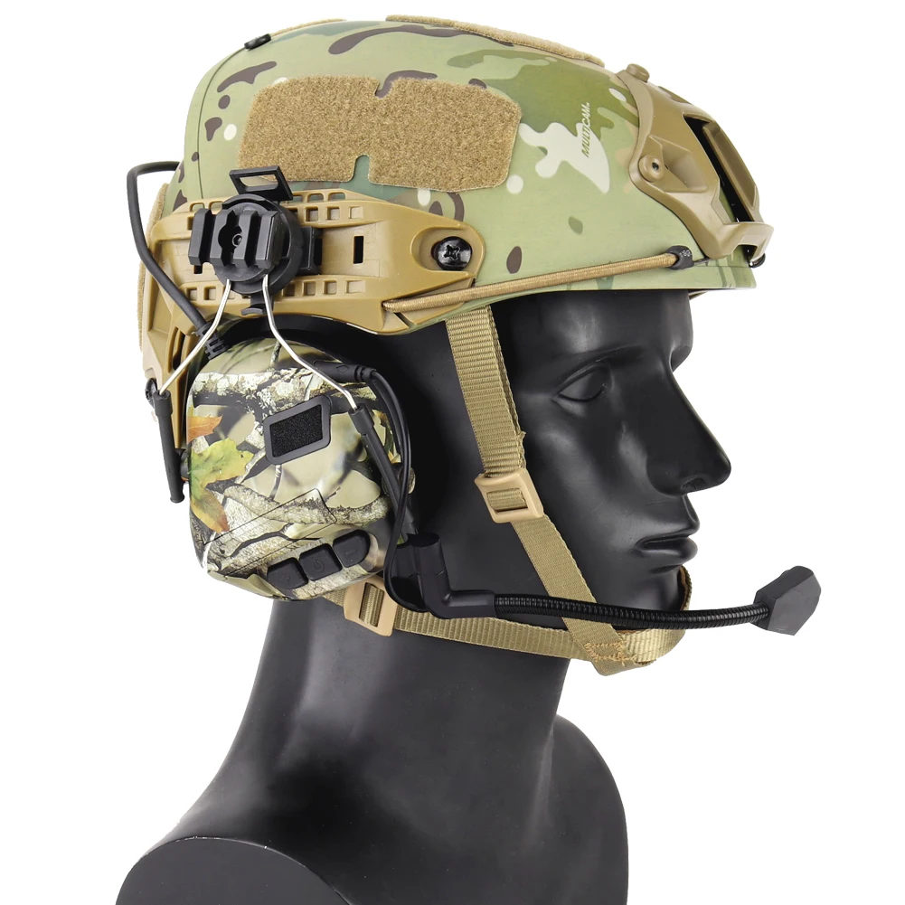 Tactical Headset for Fast Helmet Militar Noise Reduction Headset with ARC Helmet Rail Adapter Hunting Aviation Comtac Headphone