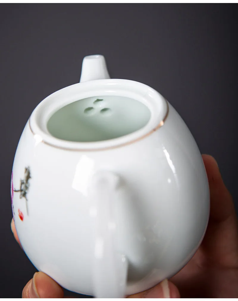 High quality white porcelain teapot Exquisite Enamel Color Teapot With Tea Strainer handmade ceramics Teaware Tea set