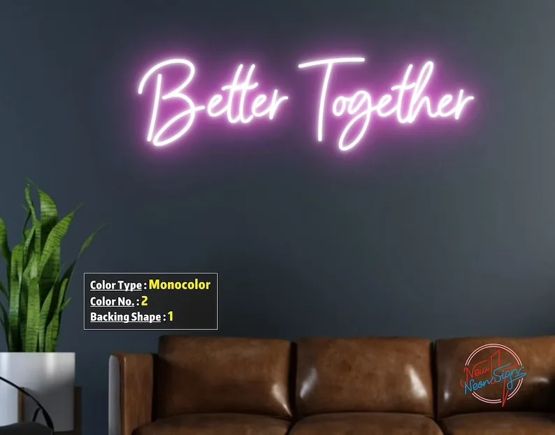 Beter Samen Handgemaakte Custom Led Neon Teken Bruiloft Light Sign Neon Led Sign Neon Lichten Neon Sign Slaapkamer Meisje Led neon