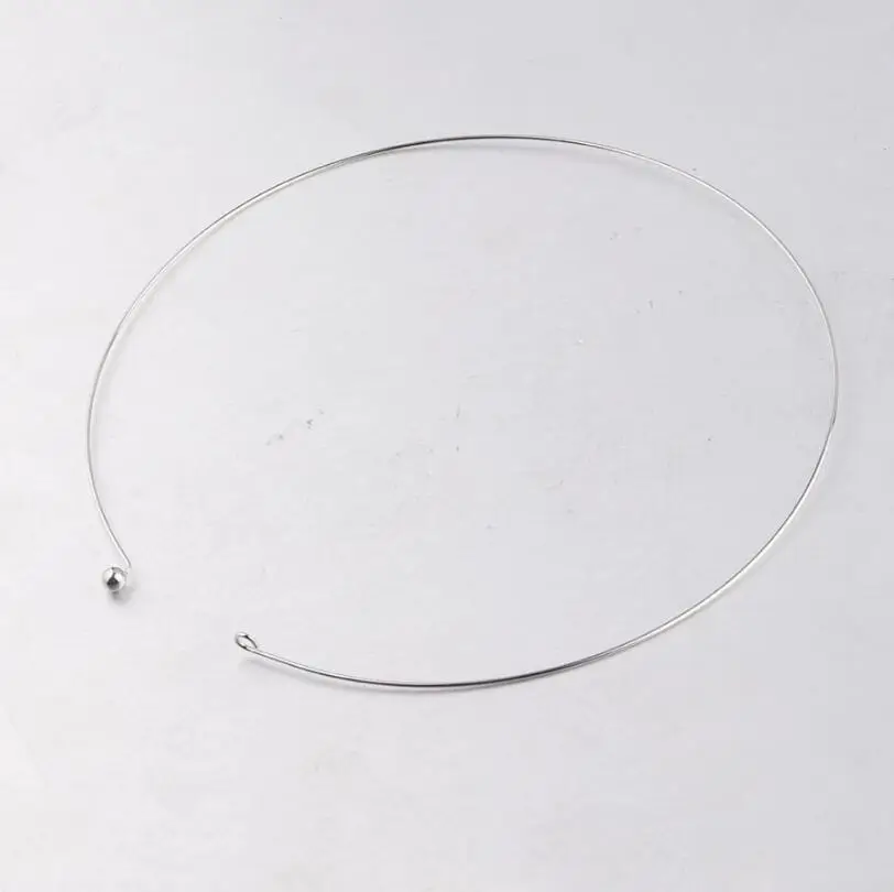 5pcs/lot Stainless Steel 1mm Thickness Wire Necklace Round Cable Circle Torques Collar Choker For DIY Jewelry Findings