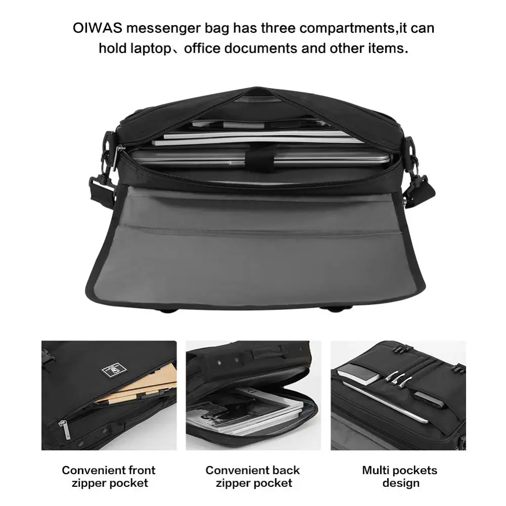 Imagem -04 - Oiwas-bolsa Crossbody Laptop Multifuncional para Homens Bolsas do Mensageiro do Ombro do Sling Bolsa Impermeável do Negócio do Curso de Boa Qualidade