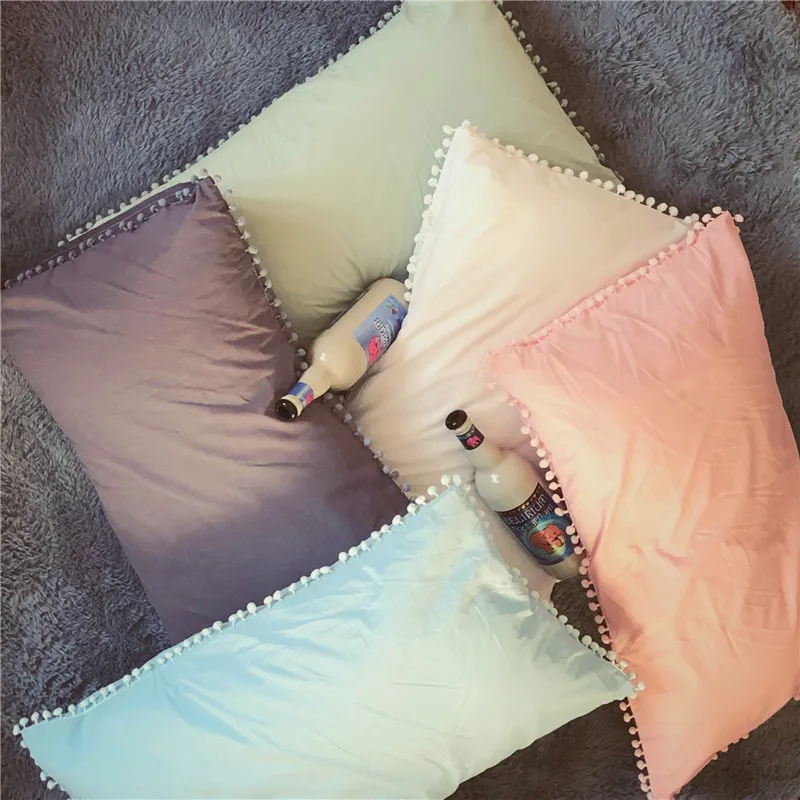 INS Solid Cotton Pillowcase Home Hotel Bedding pure color Soft simple bulb Pillow Cover Wedding Gift Design Pillow Case For 1pc