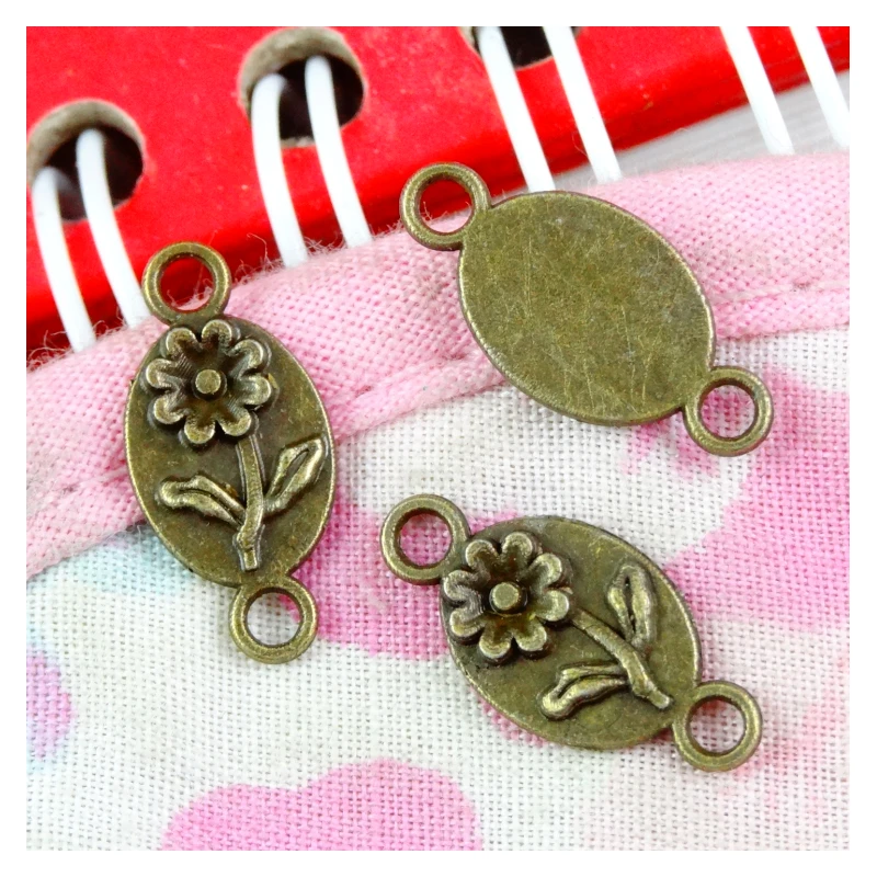 

100pcs Jewelry Accessories Handmade Craft Flower Connector Charms Antique Bronze 31.6*7.4MM