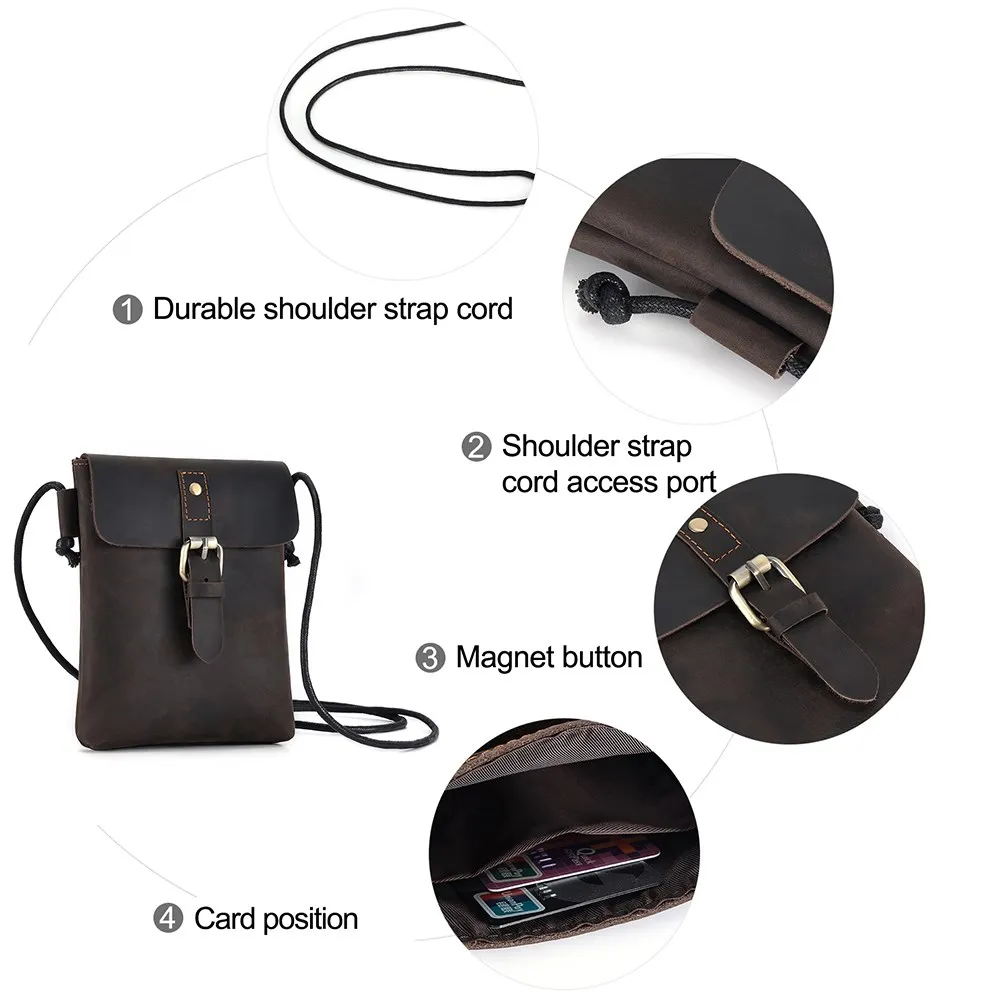 JOYIR-Bolso cruzado de cuero genuino para hombre, bandolera pequeña para teléfono, estuche para cigarrillos, bolso de hombro informal de lujo, nuevo