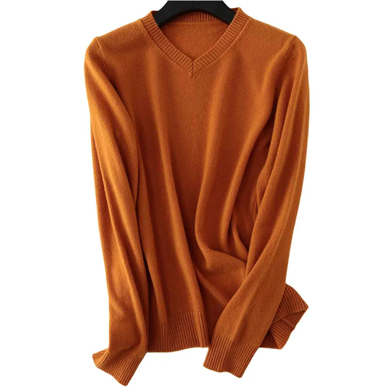 New woolen Sweater Women Cashmere 100% Merino Wool Knitted Sweater V-Neck Jumper Tops 2023 Fall Winter Warm Soft Femme Pullovers