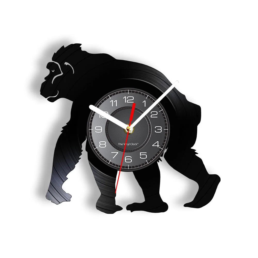 Monkey Orangutan Art Chimpanzee Vinyl Music Record Wall Clock Wildlife Gorilla Home Decor Great Ape Silhouette Laser Watch