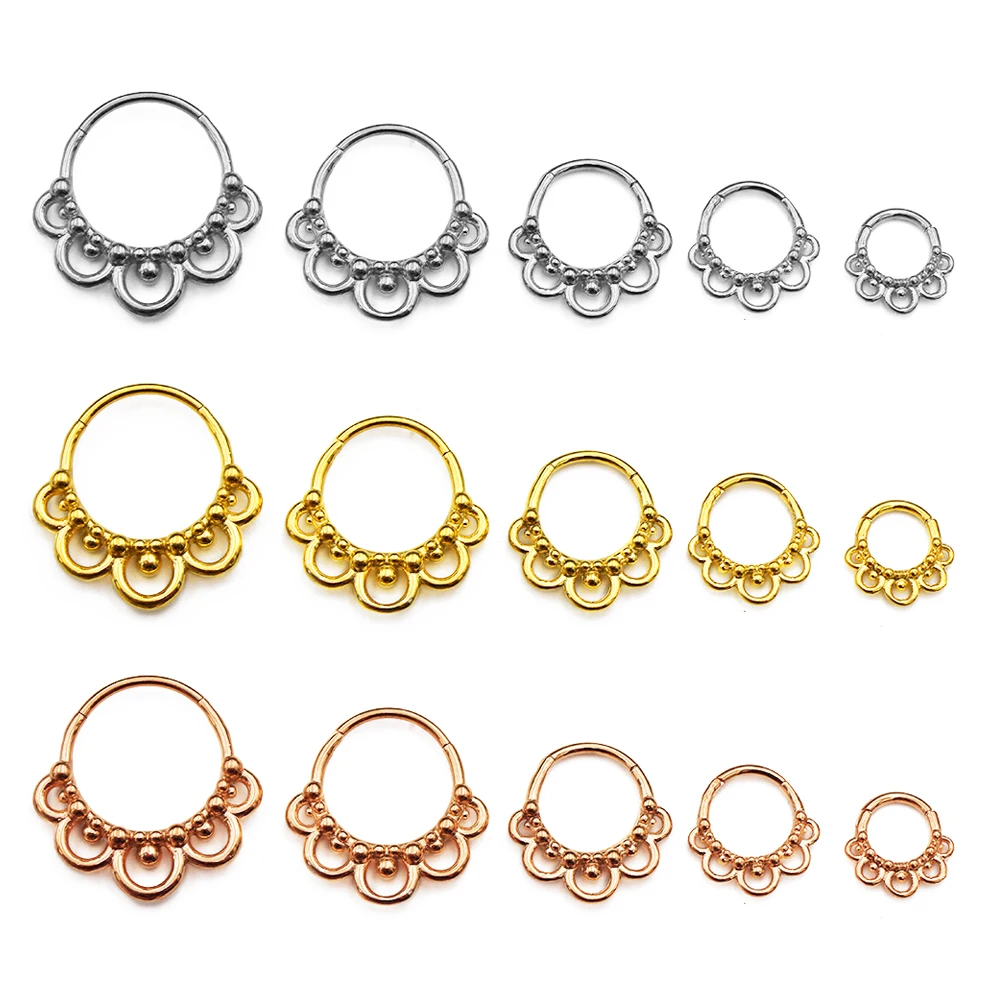 1pc 316L 16G Surgical Steel  Flower Shape Nose Ring  Clicker Cartilage Helix Tragus Faux Daith Earring  Body  Piercing Jewelry