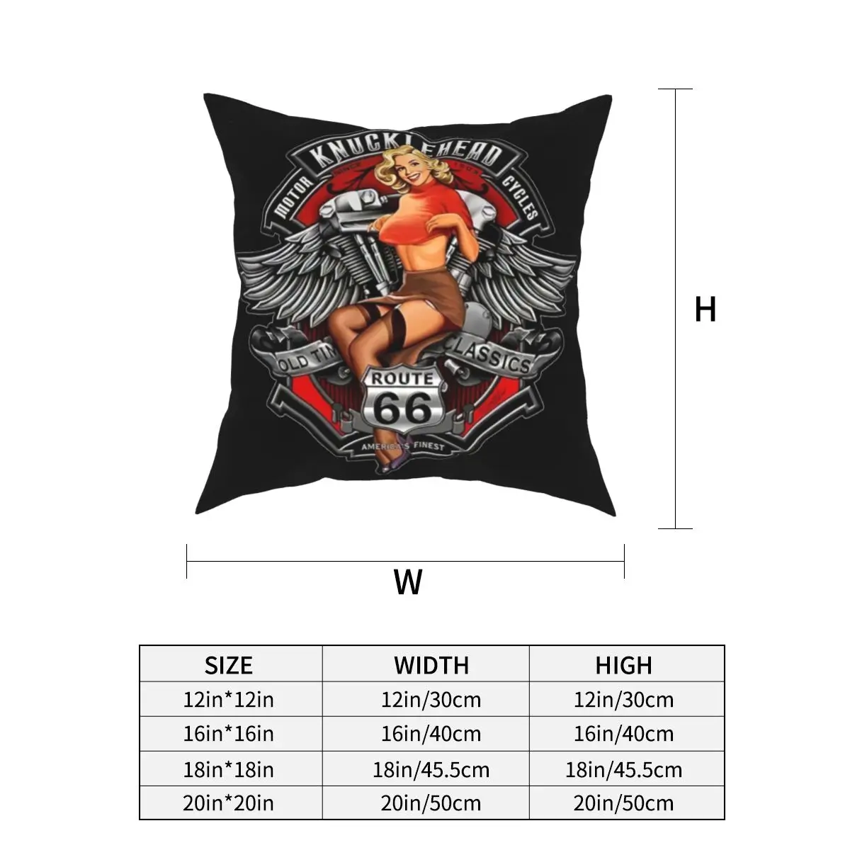 Route 66 Rockabilly Vintage Pillow Cases American Road Sign Retro Motorcycle Cushion Cover Decorative Pillowcase for Home 18'