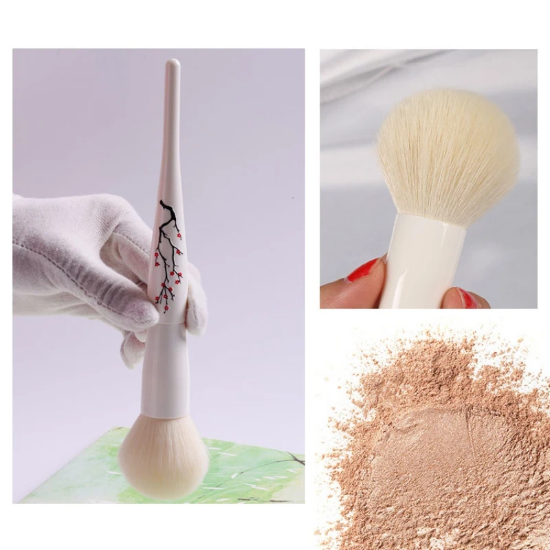 Pruim Gedessineerde Make-Up Kwasten Crème Voor Foundation Poeder Borstel Set Zachte Blush Borstel Professionele Grote Cosmetica Make Up Tool