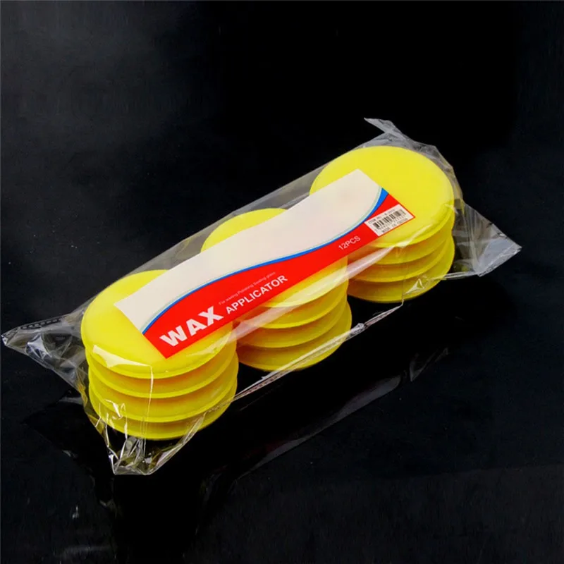 Car Foam Sponge 12Pcs  Wax Applicator Cleaning Detailing Pads Car Waxing Polish  Home Care   Yellow 10cm Car Cleaning Kit