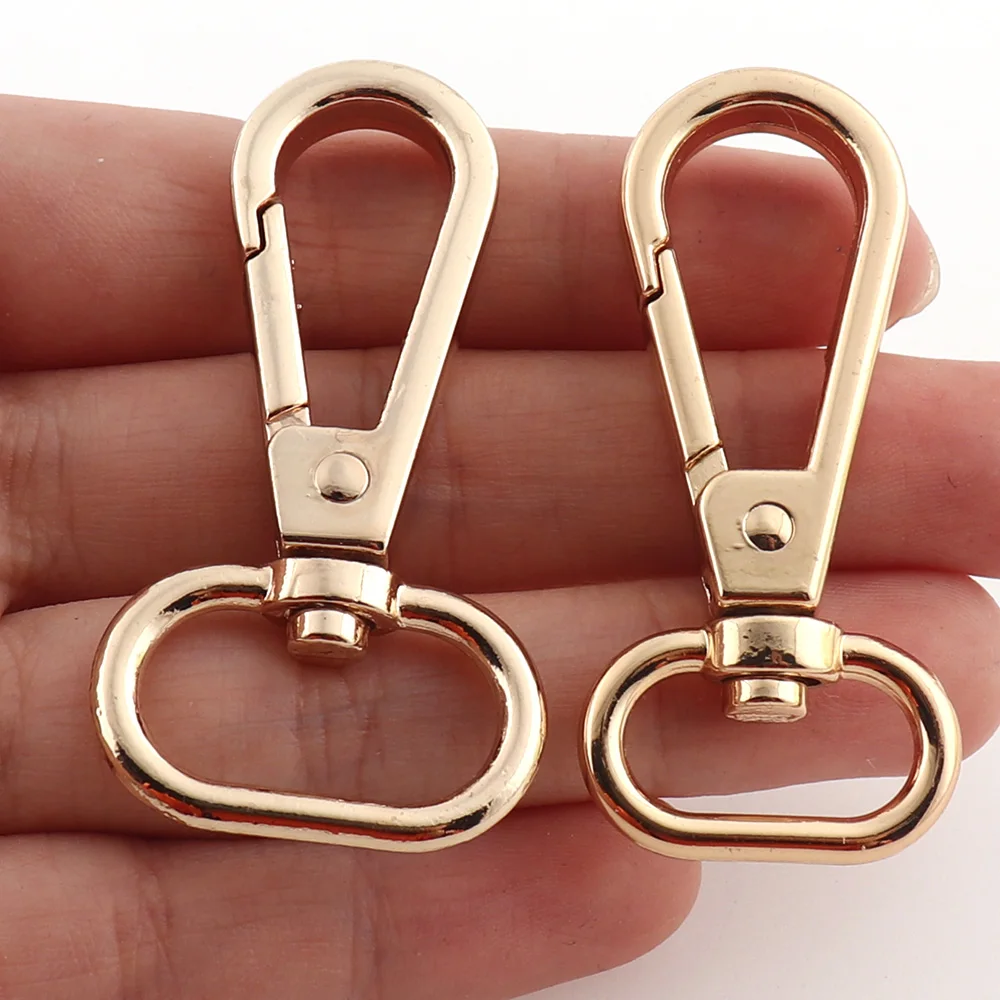 8PCS Light gold snap hook Metal Swivel buckle Alloy Ring Carabiner for Luggage Bags Bag Hanger Clasp DIY Sewing Tool Accessories