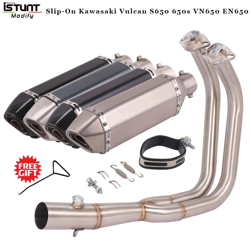 

Motorcycle Exhaust Muffler Escape Front Pipe Slip-On Kawasaki Vulcan S650 650s VN650 EN650 Full Systems Exhaust Modified