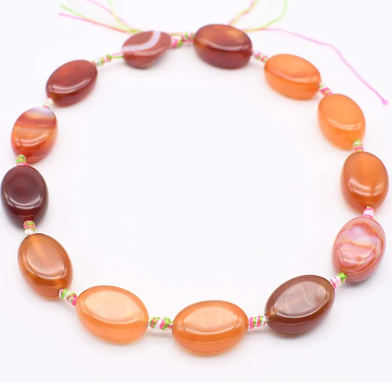 2 strands/lot 16X22-17x25mm Natural smooth Orange agate oval stone Loose Beads 15.5 Inch