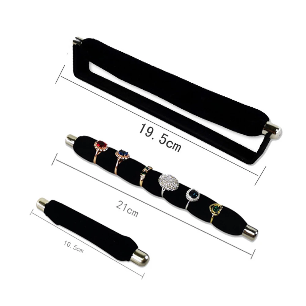 

Creative Velvet Sponge Stick Ring Bar Jewelry Display Storage Holder Rack Black Ring Jewelry Organizer Exhibition Stand Set