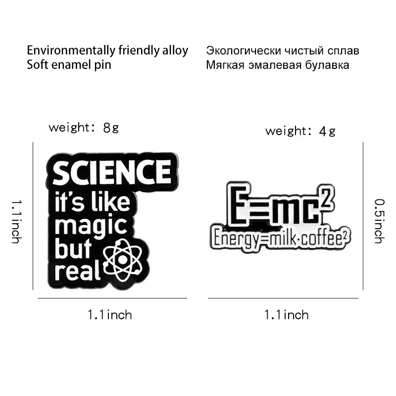 Creative Mass Energy Equation Physics Brooch for Woman Badge Shirt Enamel Pin Brooches for Men Metal Pin Jewelry Accesorios