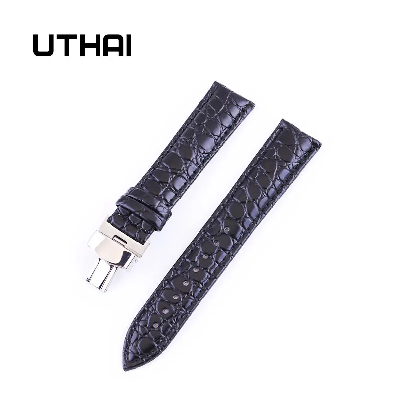 UTHAI B04 Watchband 18mm 19mm 20mm 21mm 22mm 24mm Calf Leather Watch Band Alligator Grain Watch Strap for Tissot Seiko