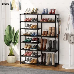 DIY Assembled Shoe Rack Spray Painted Iron Tube Frame Shoes Boots Shelf Hallway Space-saving Shoe Organizer Stand Holder