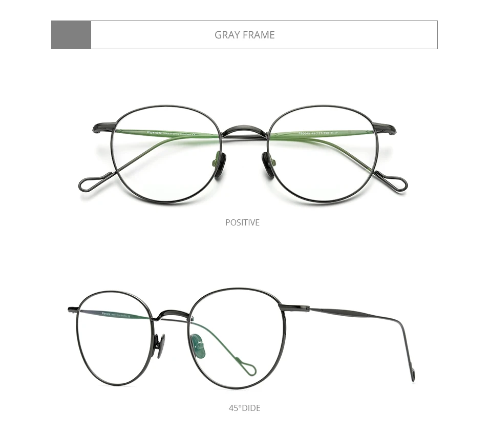 FONEX Titan Brillengestell Damen Markendesign Vintage Runde Brillengestell Herren Japanische Brillen Ultraleichte Brille 85645 – Detail 8