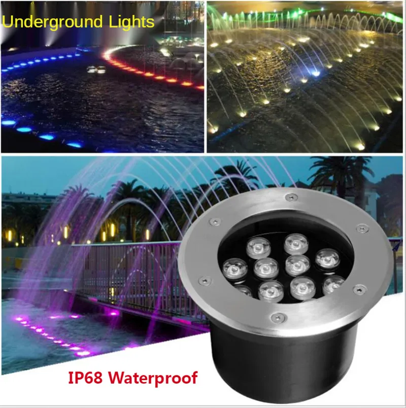 Luzes subterrâneas led luzes subaquáticas coloridas piscina fonte luzes subaquática luz enterrada ao ar livre à prova dwaterproof água